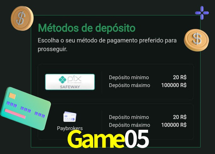 O cassino Game05 oferece uma grande variedade de métodos de pagamento